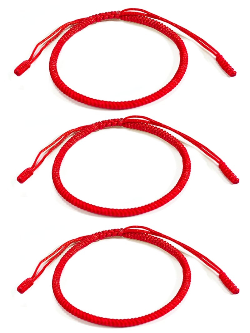 RIMOBUL 3pcs Handmade Tibetan Buddhist Lucky Bracelet Red Rope Bracelet Red Color Bracelets Matching Bracelets (Faith) - Image 3